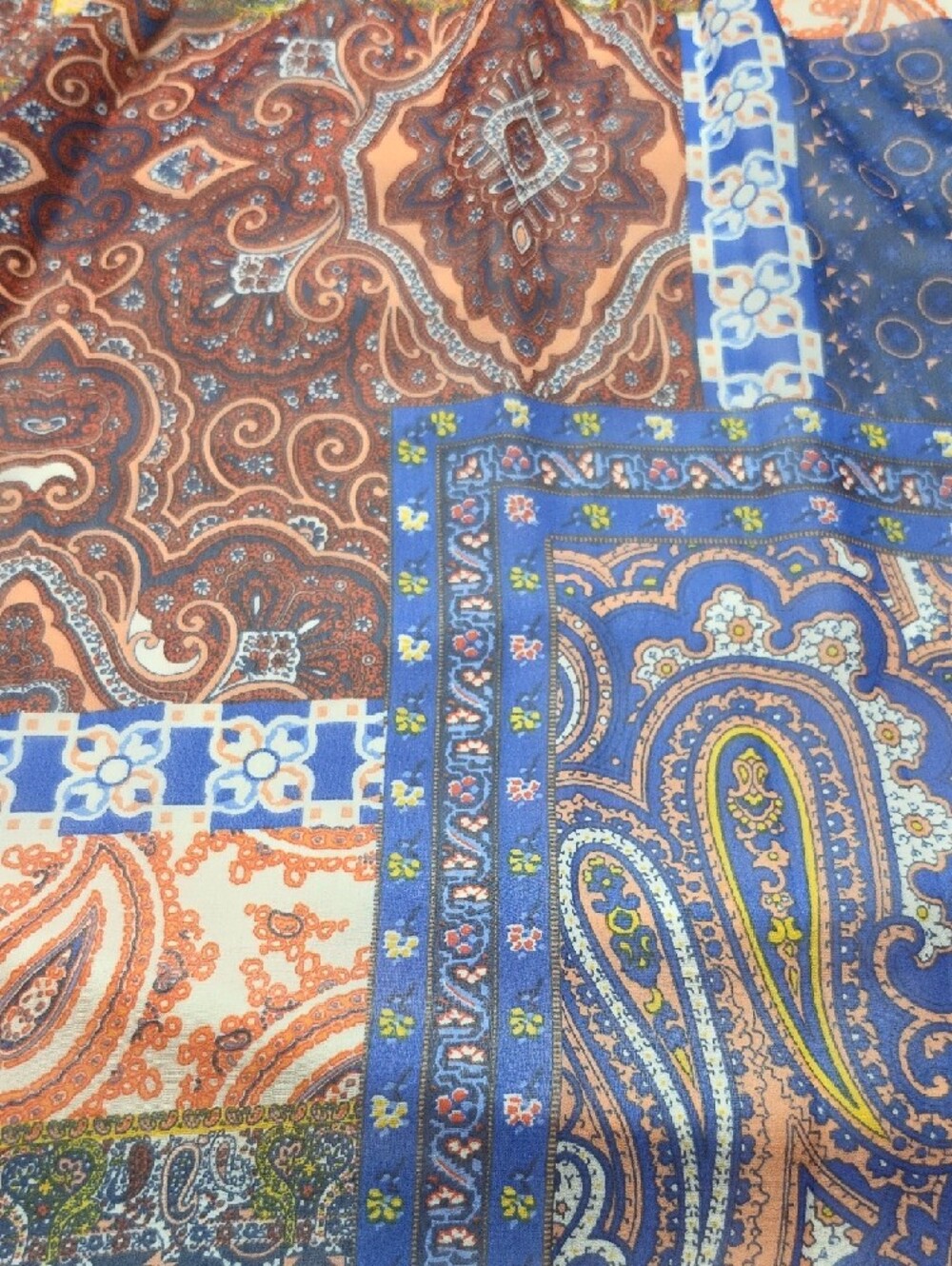 LUXOLOGY | Boho Patchwork Paisley Handkerchief Hem Sleeveless Dress Belted | 10 - Picture 7 of 7